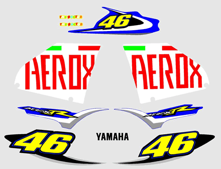 Yamaha Aerox Rossi Decals and Graphics Scooter